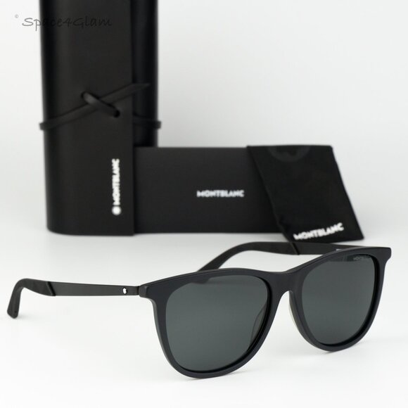Montblanc Women Sunglasses Matte Black Smoke Square MB0330S 001 NEW AUTHENTIC main image 6